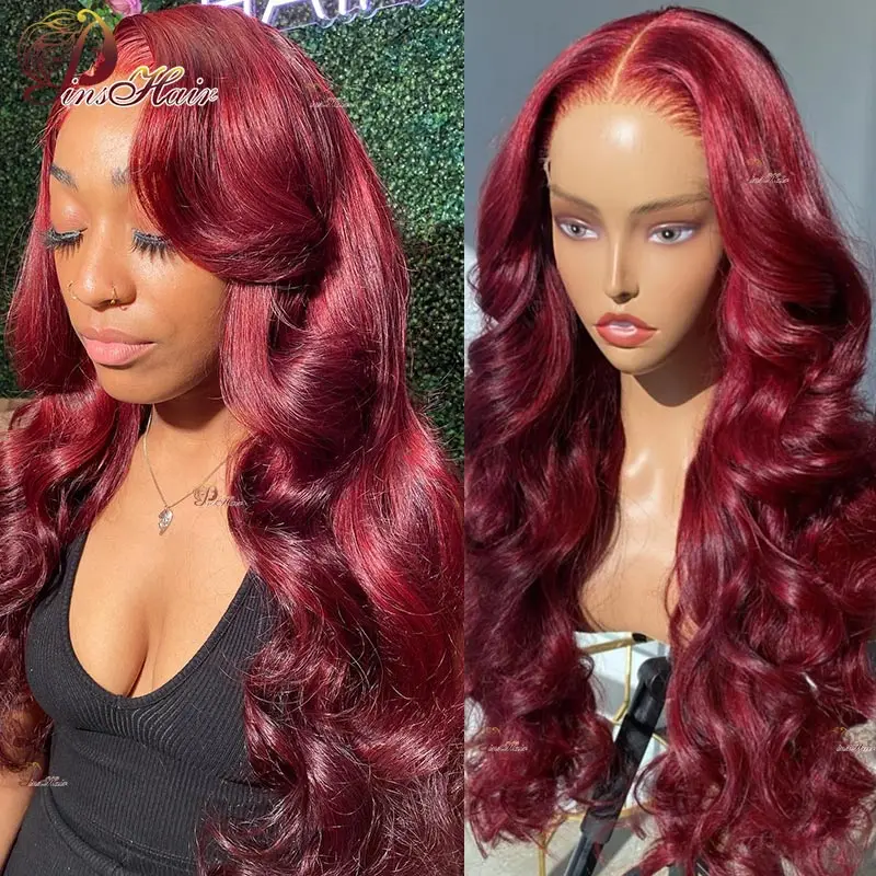 

99J Color 13X6 Lace Front Wig 99J Body Wave Lace Front Human Hair Wigs Pre Plucked With Baby Hair Remy for Women Lace Front Wig