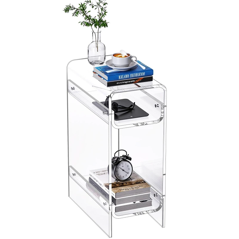 Living room for home use, light luxury and minimalist, storage cabinet, transparent colorful acrylic coffee table