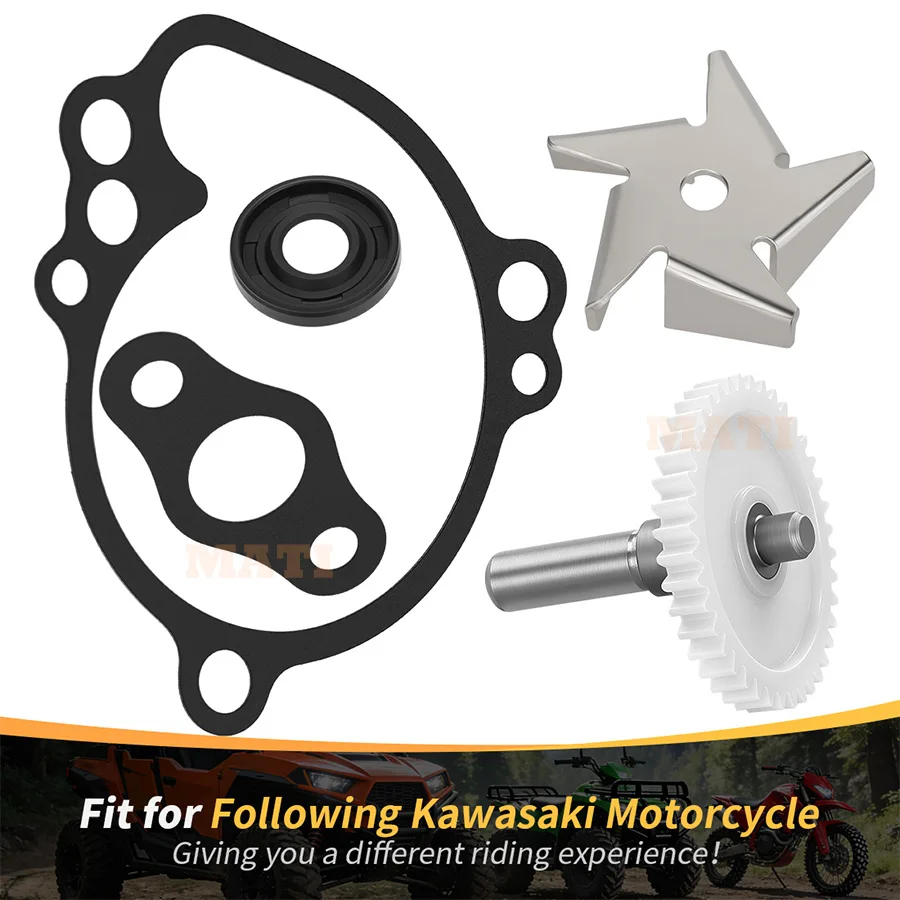 M MATI Water Pump Impeller + Shaft Gear w/ Cover Gasket For Kawasaki KX65 2006-2024 59256-1064 13234-1110