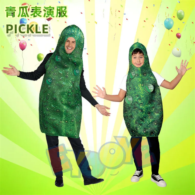 2023 Cute 3D Cucumber Costumes Children's Festival Party Cosplay Costume Cartoon Animation Show Outfit Parent-child Clothes