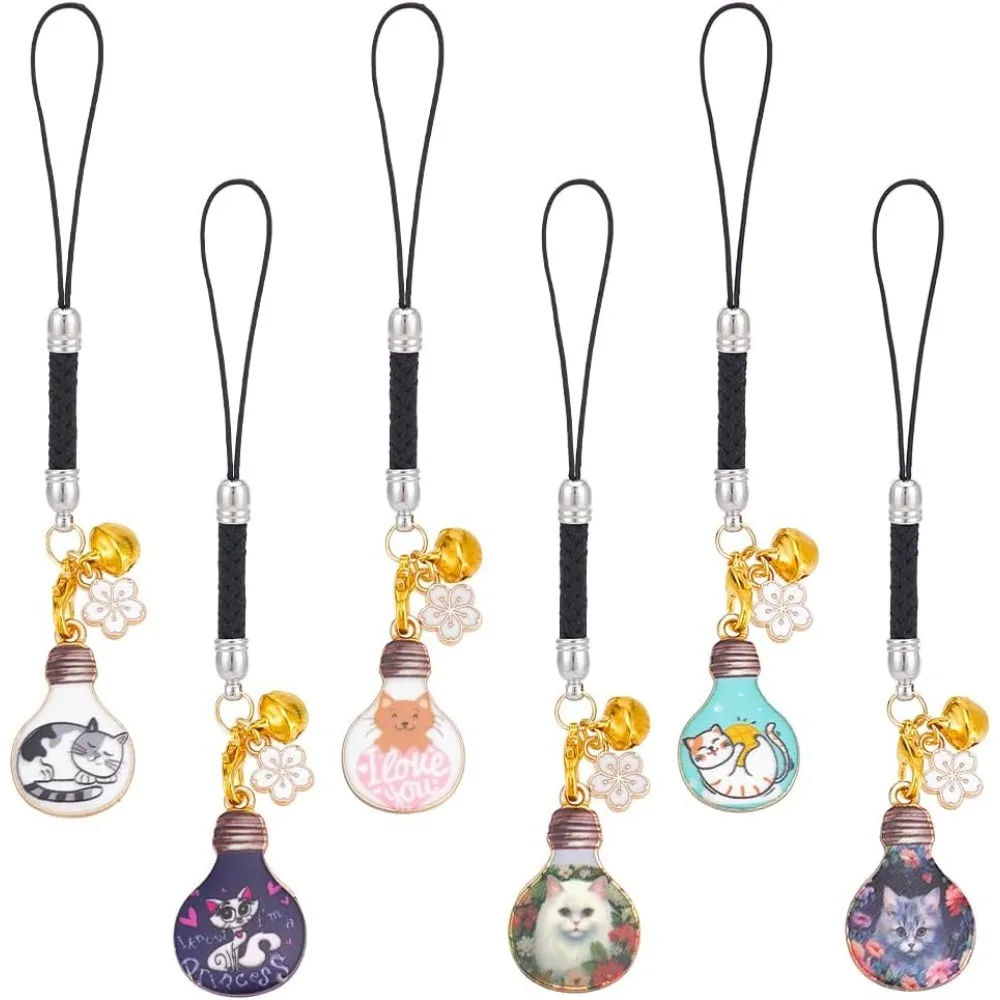 Japanese Style Cat Phone Charm Cellphone Strap Pendant with Nylon Cord for Backpack Wallet Keychain Accessories