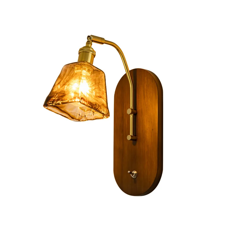 

French solid wood medieval Persian wall lamp, living room, bedroom, bedside entrance, Japanese retro homestay lamp