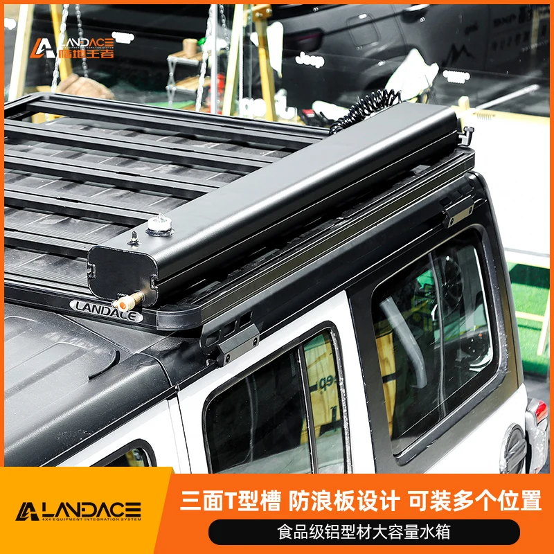 

For SUV Pickup Truck Roof Outdoor Pressurized Water Storage Tank Shower Aluminum Structure Car Camping Modified Black Large Capa