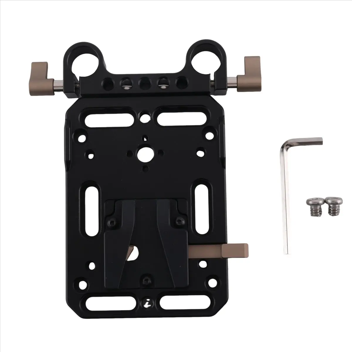 A72Z VR V Mount Battery Adapter Plate Supply Splitter with 15mm Rod Clamp with Automatic Lock Protection for DSLR Camera