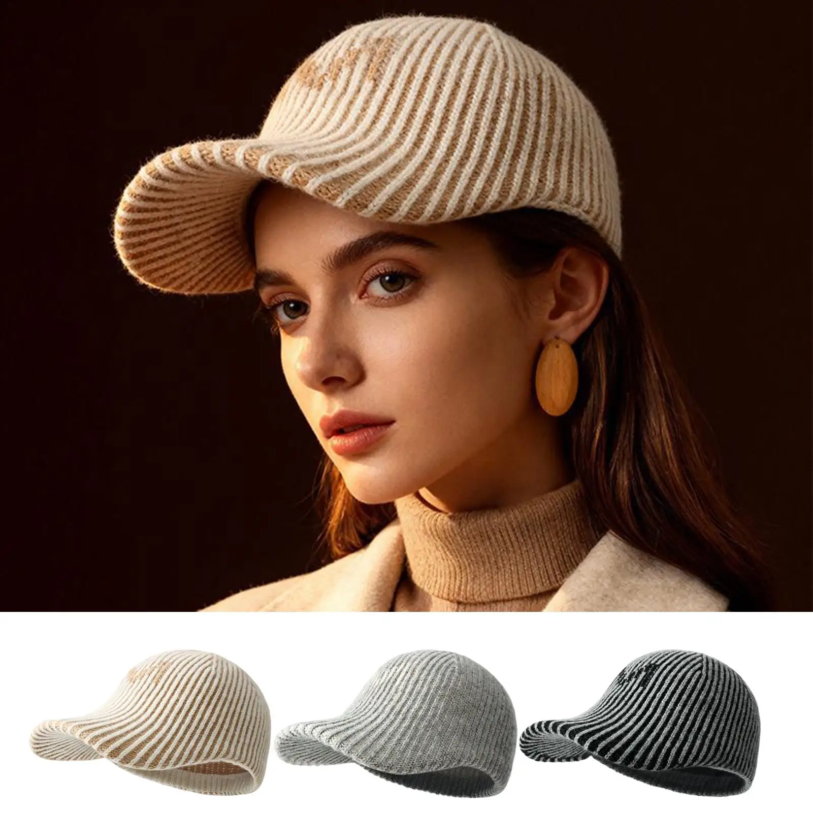 المرأة قبعة بيسبول دافئة أنيقة واسعة الصوف متماسكة المرأة قبعة بيسبول للأصدقاء المراهقين الكبار السيدات الفتيات مدرسة التنقل ركوب الدراجات