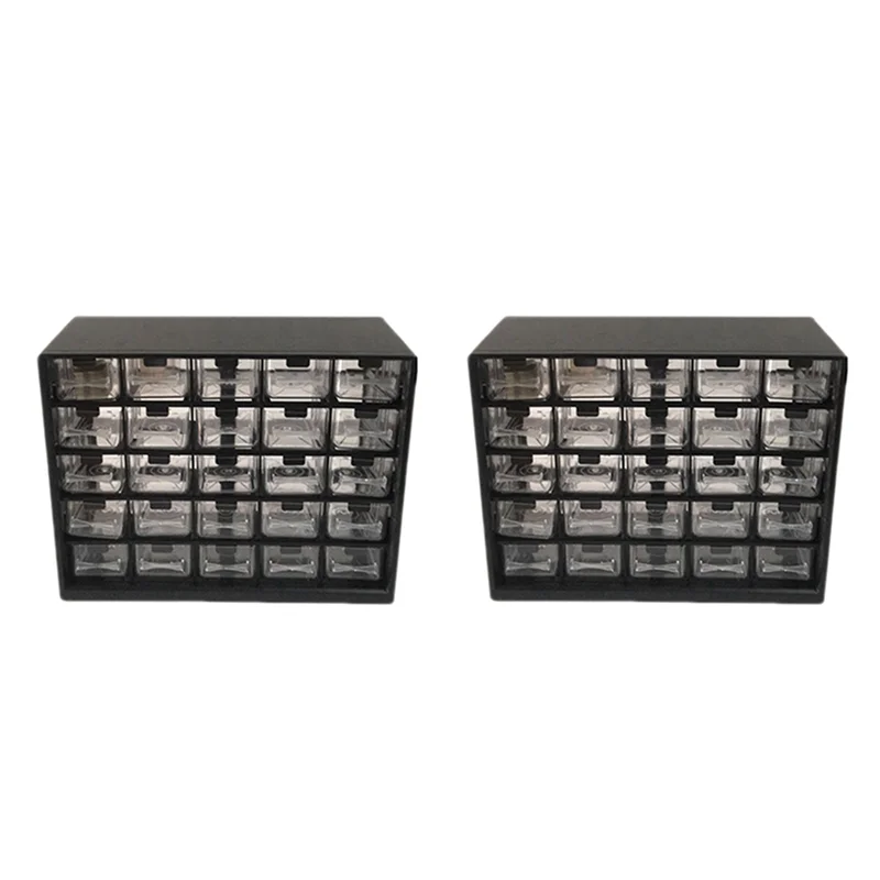 50Pc 결합 투명 서랍 보관 캐비닛 분리형 검정색 부품 상자 하드웨어 정렬 상자-BTFL