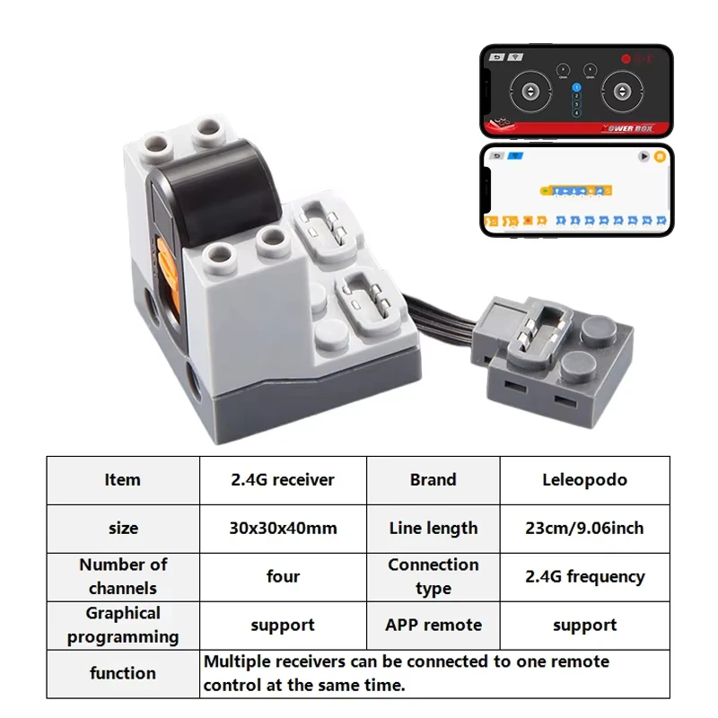 Control remoto de bloques de construcción para bloques de construcción MOC, coches de control remoto, juguetes DIY, controlador de velocidad de 2,4g + receptor infrarrojo
