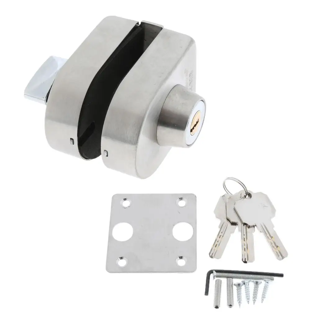 

304 Stainless Steel Antitheft Security Glass Door Lock for 10-12mm Thickness