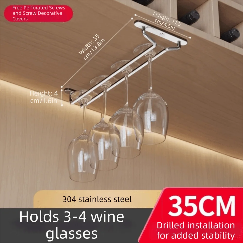 304 Stainless Steel Wine Glass Rack Inverted Hanging High-End Wine Glass Hanger Light Luxury Premium Goblet Cabinet
