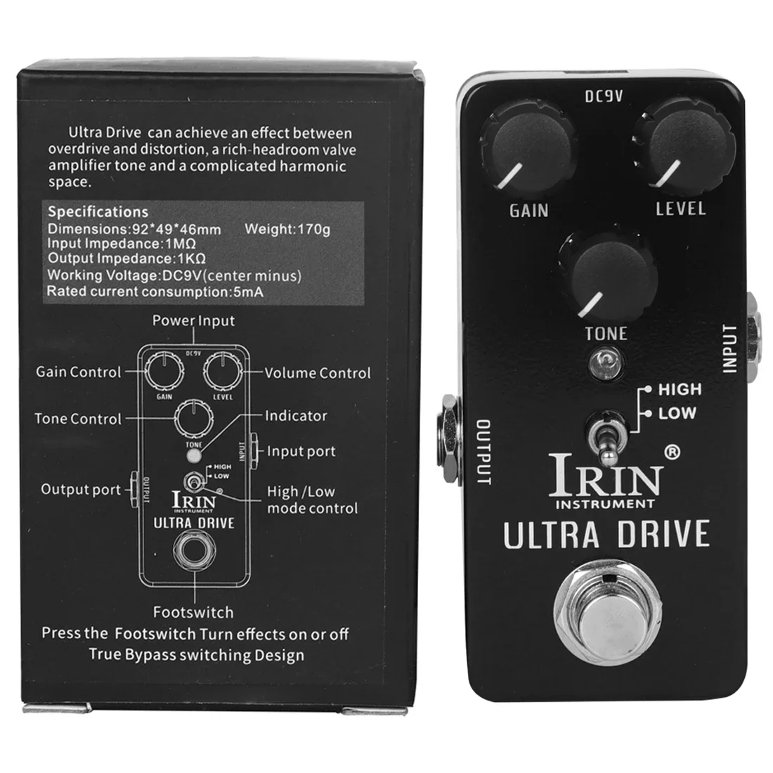 IRIN RS-02 Ultra Drive Guitar Effect Pedal High Gain Overdrive Effects True Bypass Overdrive Pedal Electric Guitarra Accessories