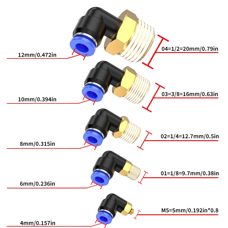 Pneumatic Air Connector Fitting PC/PCF/SL/PB/PX/PL 10mm 12mm 14mm 16 Thread M5 3/4" 1 2 way Hose Fittings Pipe Quick Connectors
