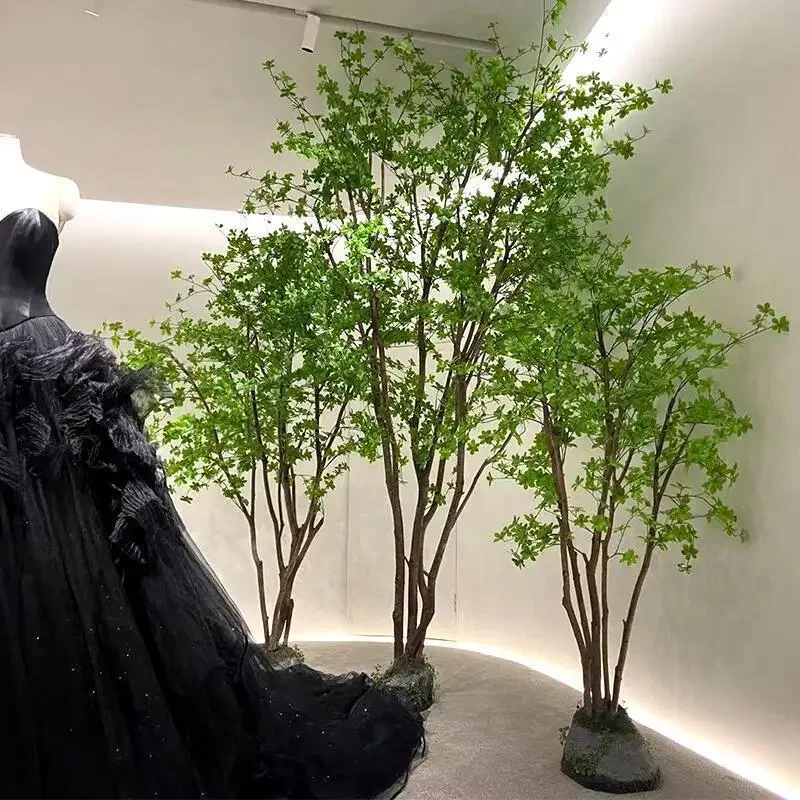 Simulazione di albero finto appeso campana albero paesaggio piante verdi design interno finestra cavallo legno ubriaco