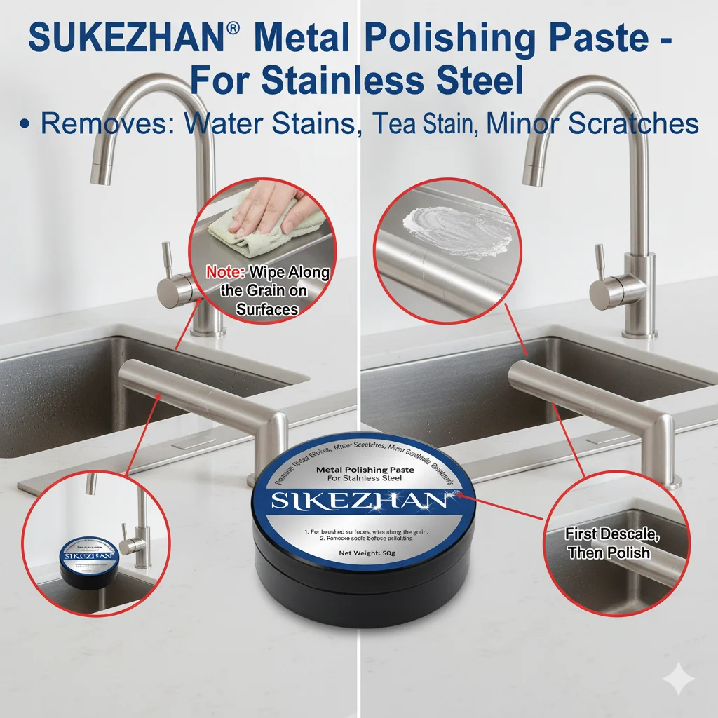 Multifunctionele roestvrijstalen polijstpasta wastafel kraan rail plintreiniger roestverwijderaar krasreparatie verhelderende crème