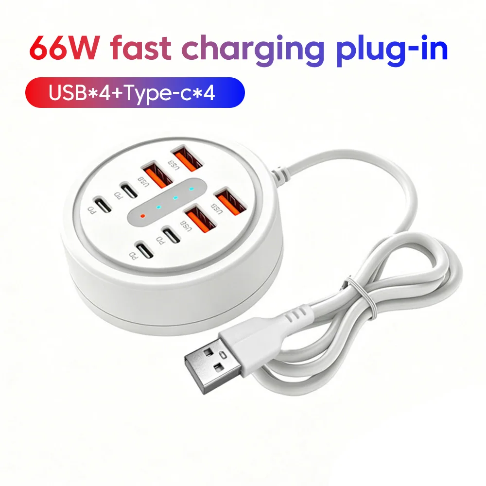 8 in 1  Fast Charging Multi-functional Expansion Dock USB A Type C Mobile Phone Charging Socket Converter For Travel Home Office