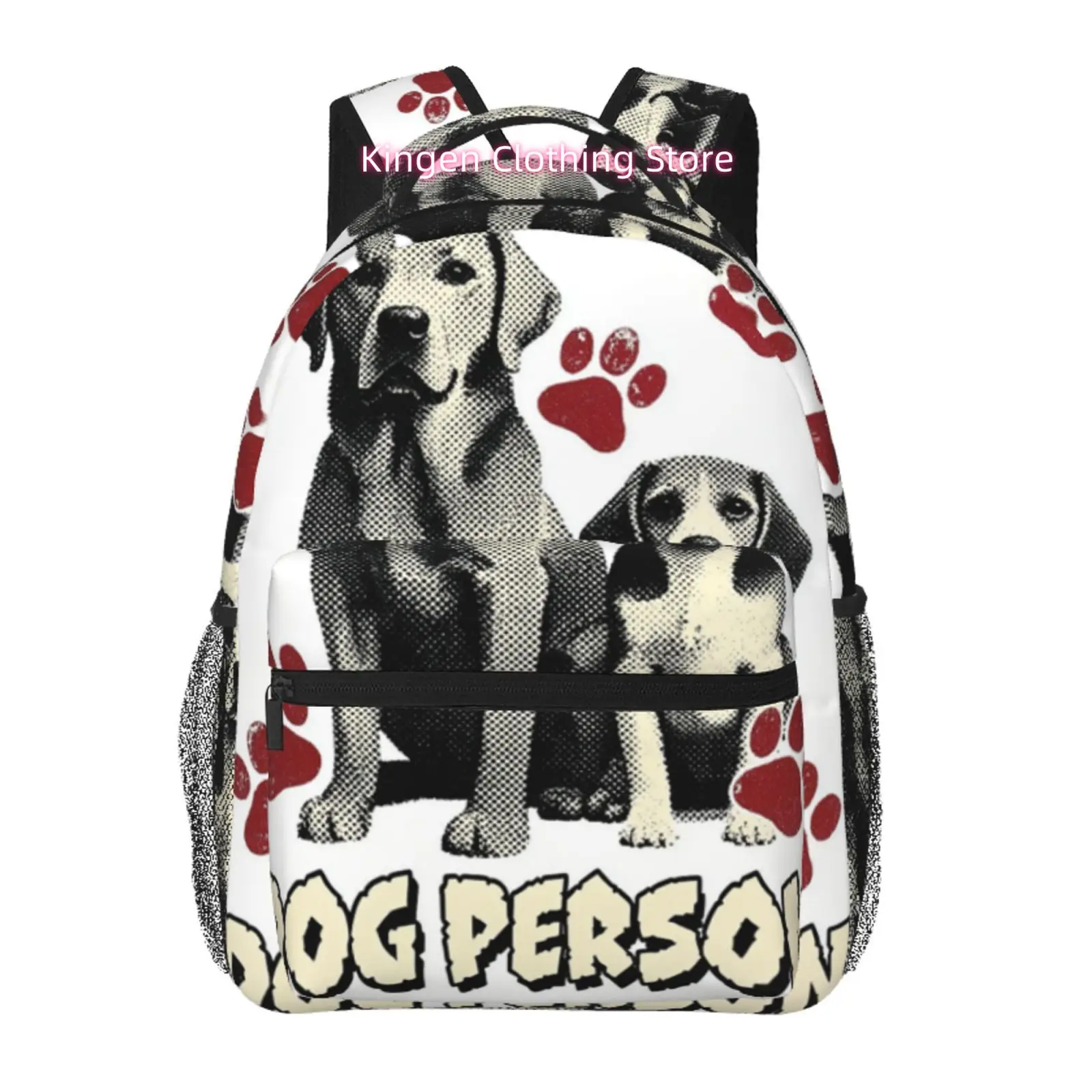 Halftone Labrador Paw Print Vintage Dog Print Travel Backpack, Large Capacity with Adjustable Shoulder Straps And Multiple Compa