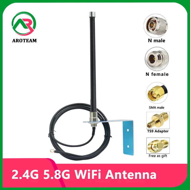 Dual Band 2.4G 5.8G High Gain 15dbi Omni WiFi Helium Hotspot Miner Omni WiFi Oudoor Waterproof FRP Fiberglass Antenna SMA TS9 N