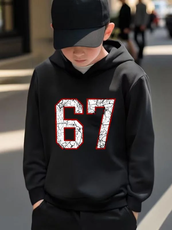 Navidad para niños # 67 Sudadera con capucha de tela suave con estampado de dibujos animados, Six Seven, sudadera informal ajustada de manga larga para primavera y otoño, vacaciones