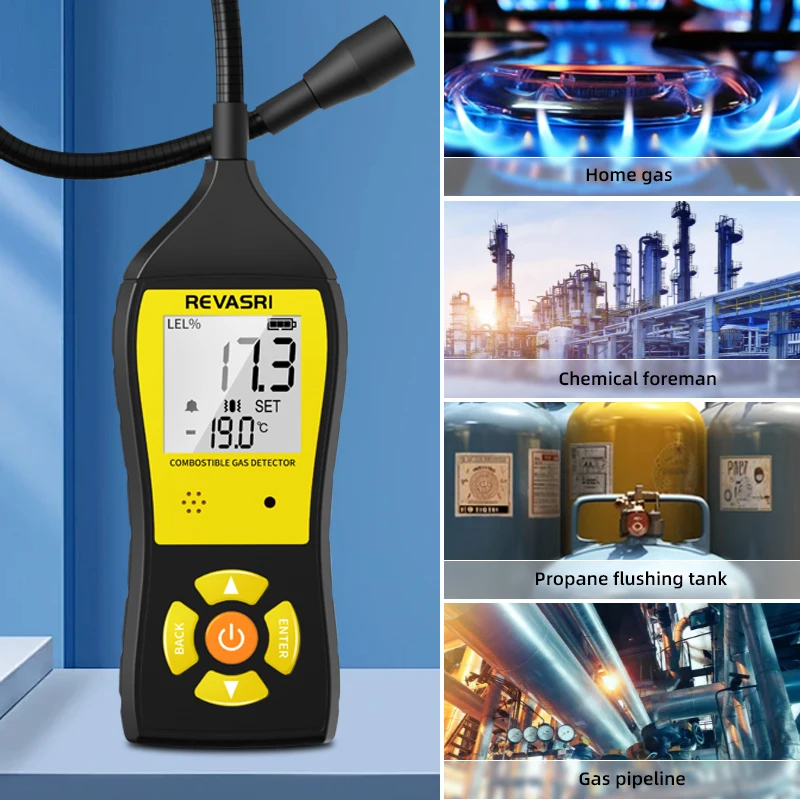 Combustible Gas Leak Detector Concentration Tester Gas leakage alarm for Methane,Natural Gas,LNG,LPG,Real-time Concentration