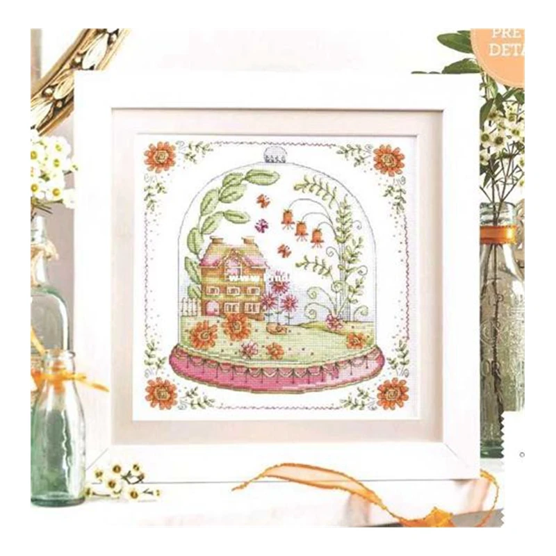 Cross Stitch Kit Crystal Ball Garden House 28ct 18ct 14ct 11ct can be Custom Printed Cloth hand Embroidery Relief Material Kit