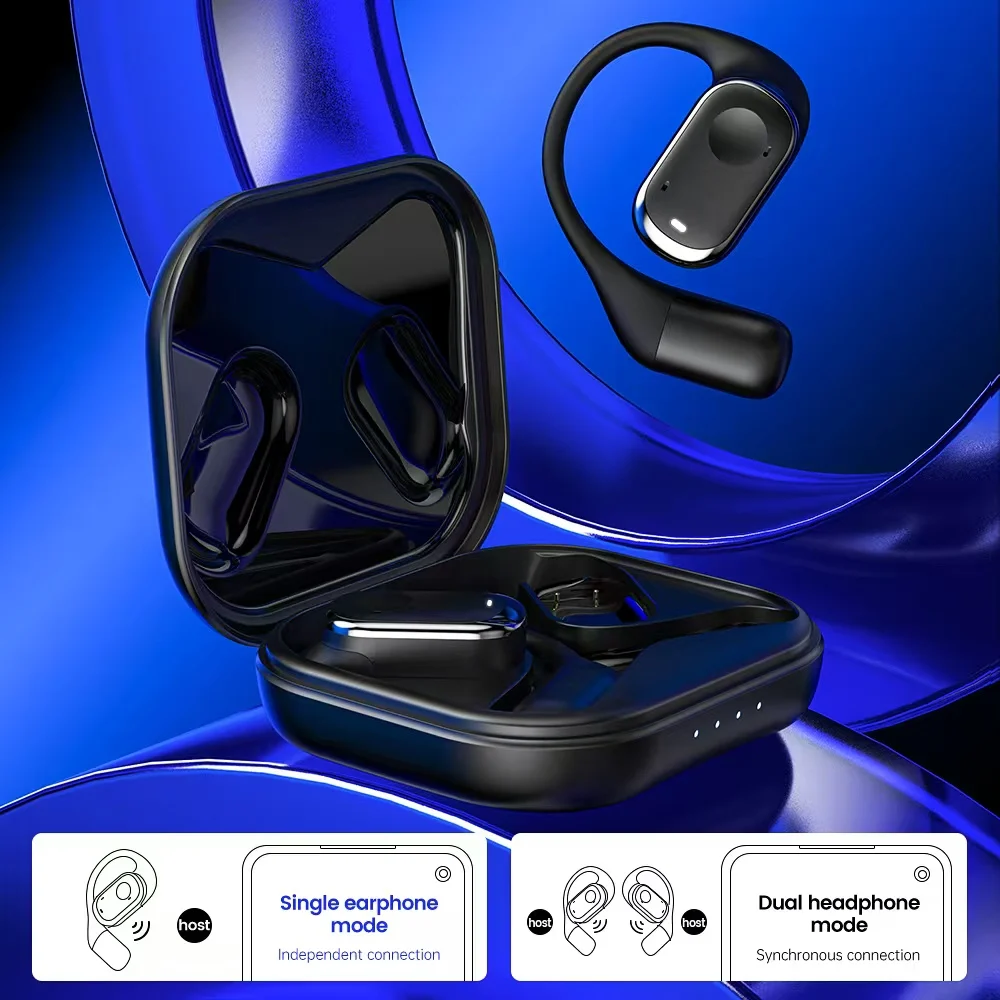 Open-Ear Headphones with Stable Comfort & Hi-Res Sound Pure Bass Boost Bluetooth 5.3 Earbuds OWS Wireless Headphones for Sports