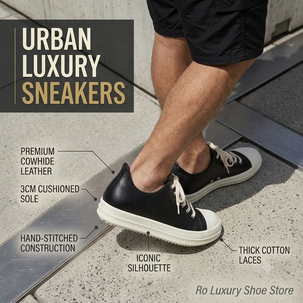 Brand Genuine Leather Men Shoe Low Top Women Sneaker Black Luxury Designer Platform Trainer Quality New Fashion Flat Shoe