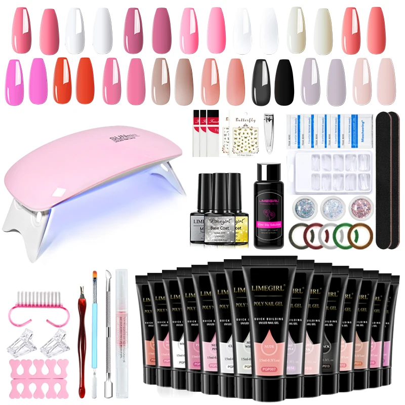 Manicure Set Transparent Architect Nude Polyethylene Manicure Trial All-in-one French Set with Mini Manicure Lamp Professional M