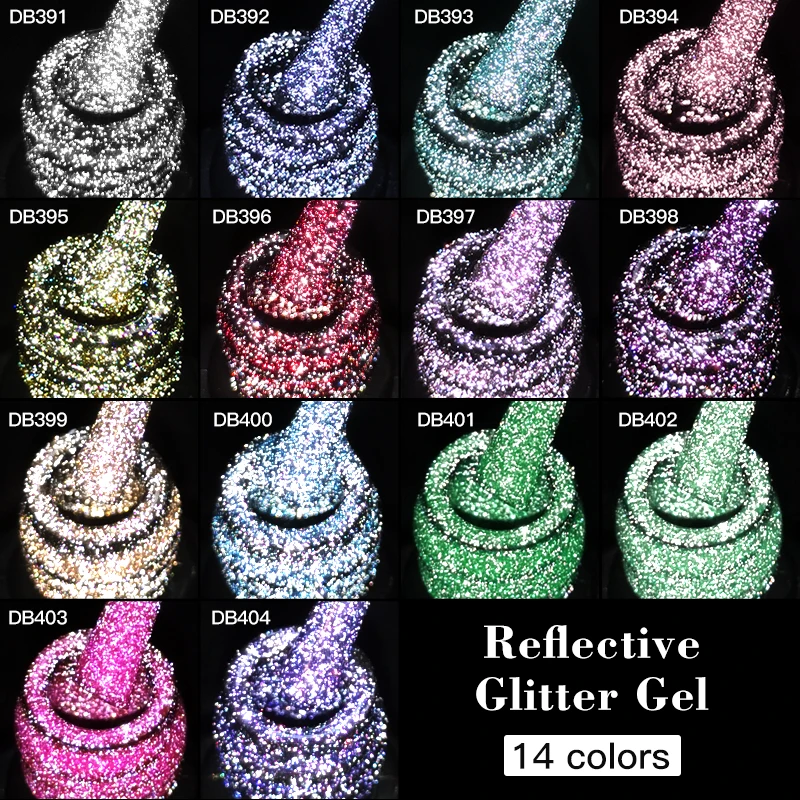 Mtssii Reflective Glitter Gel Pink Sparkling Sequins Gel Nail Polish Soak Off UV Nail Gel Semi-permanent Nail Art Decoration