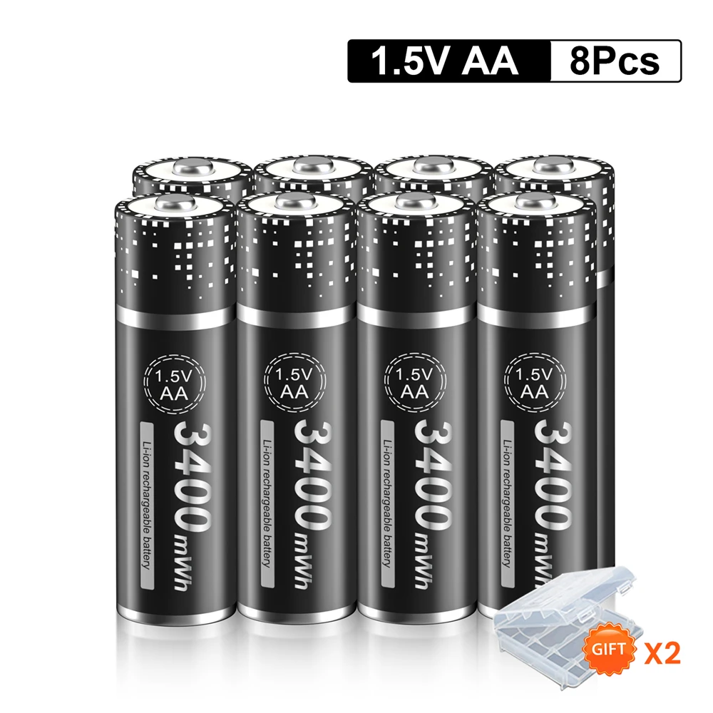 

PALO Li-ion 1.5V AA Rechargeable Battery Lithium-ion 3400mWh 1.5 Volts 2A Batteria For Remote Control Mp3 Clocks Shaver Toy