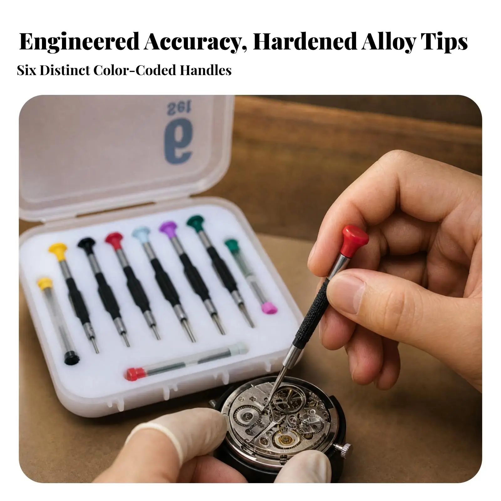 Watch Repair Tool Kit Precision Screwdriver Set Metal Shafts with Guard Caps for Watchmaker Professional Use