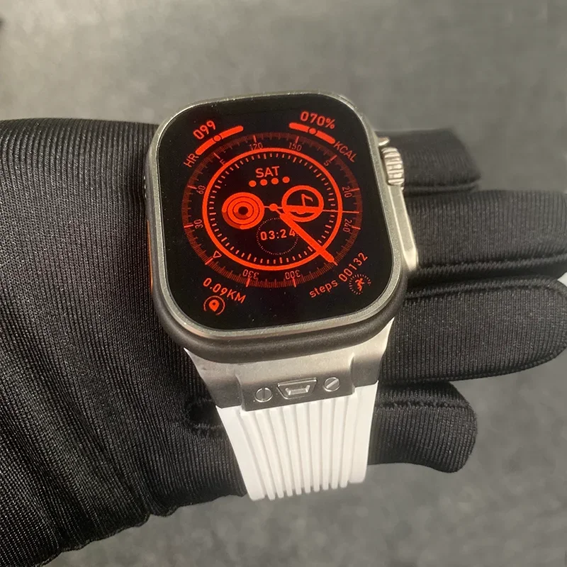 Cinturino sportivo da uomo in gomma per Apple Watch Ultra 2 Band 49mm 45mm 44 42mm cinturino in Silicone per iWatch Series 9 8 7 se 6 5 4 Correa