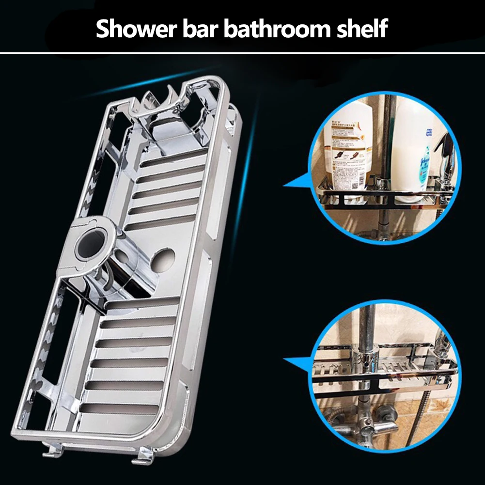 Multifunction Shower Storage Holder Organizer Bathroom Lifting Rod Removable Stand No Drilling Soap Holder Shower Shelf Storage