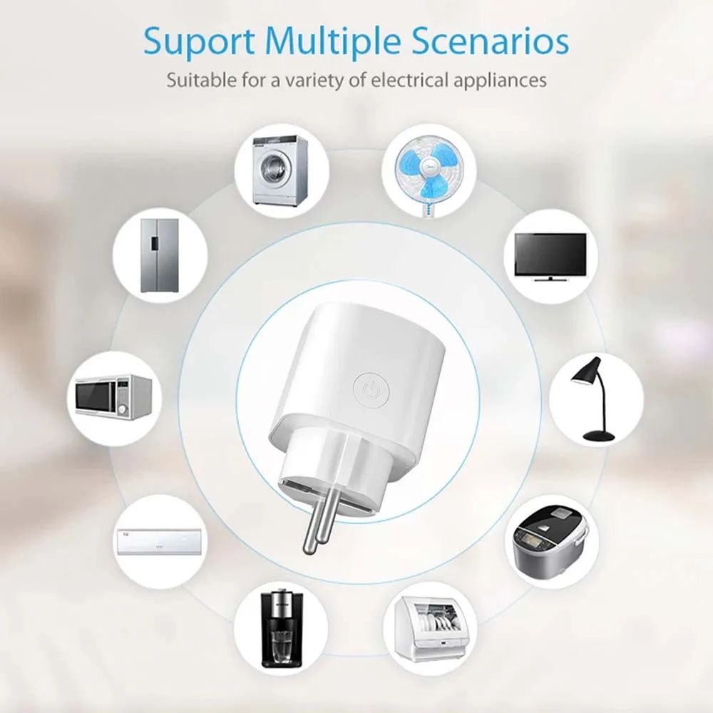 Matter Smart Socket 16A EU WiFi Power Monitor Wireless Socket Outlet Remote Support Voice Control Tuya Smart Life Google Alexa