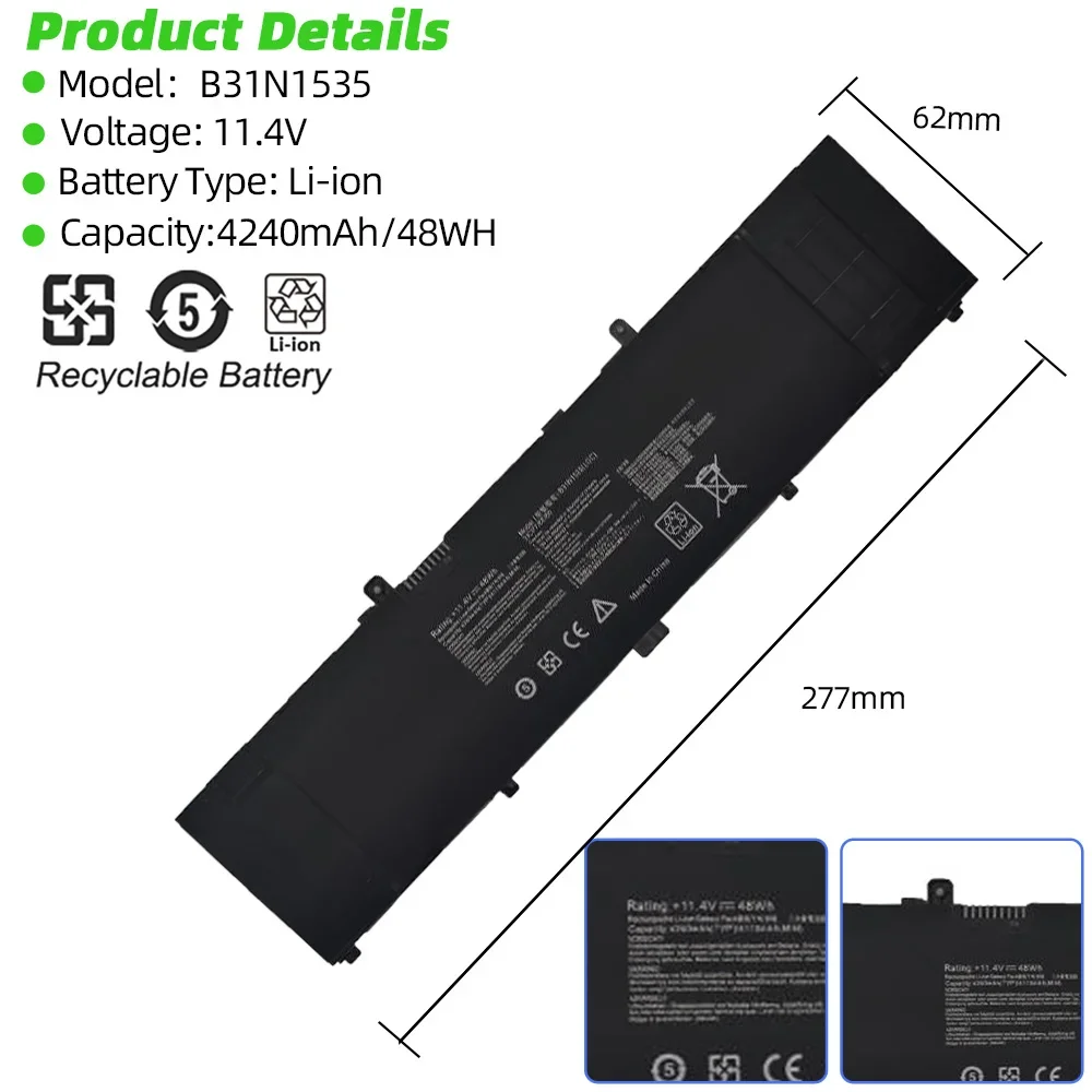 SKOWER 48WH B31N1535 Laptop Battery For ASUS ZenBook UX310UA UX310UQ UX410 UX410UA UX410UQ U4000U U400UQ RX310U RX410U