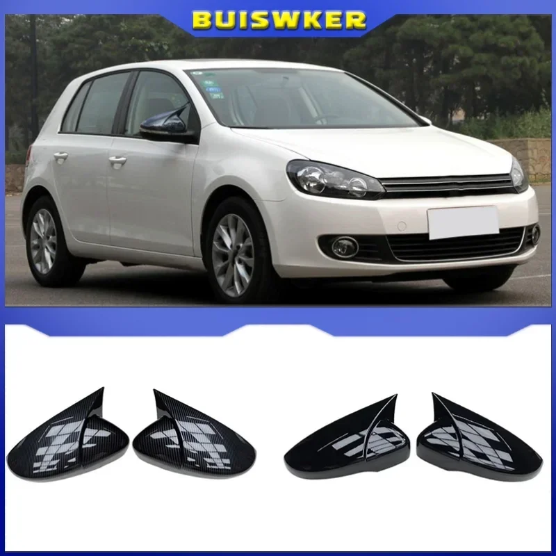 

2x Carbon Look Side Wing Mirror Cover For VW For Volkswagen Golf 6 MK6 GTI GTD 2009-2013 Side Rear View Mirror Cap Cover