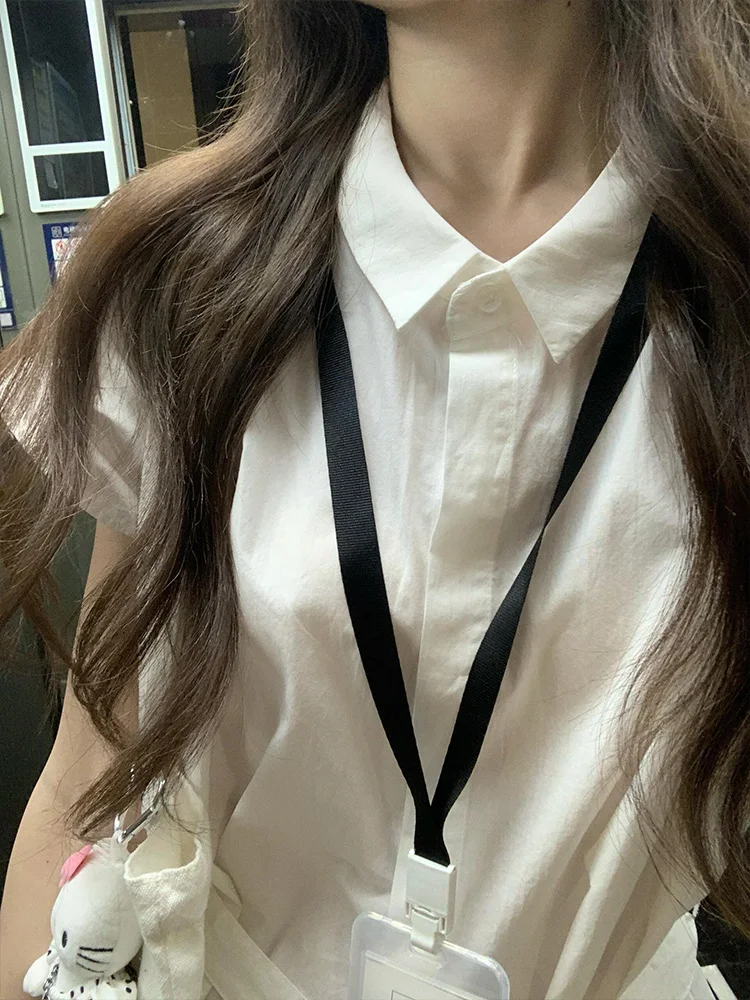 เสื้อผ้าสไตล์เกาหลี รุ่น Sle Ne Ribbon สีขาว หรือ Sve irt สำหรับผู้หญิง ฤดูร้อน ช่วยกระชับเอว ดีไซน์เรียบง่าย เข้าได้กับทุกชุด