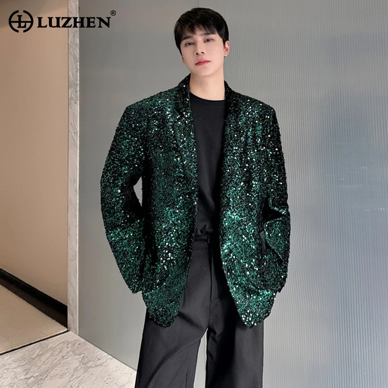 

LUZHEN 2024 Spring Original Elegant Sequin Decorate Loose Casual Blazer Coat Men's High Quality Fashion Party Suit Jacket LZ1187