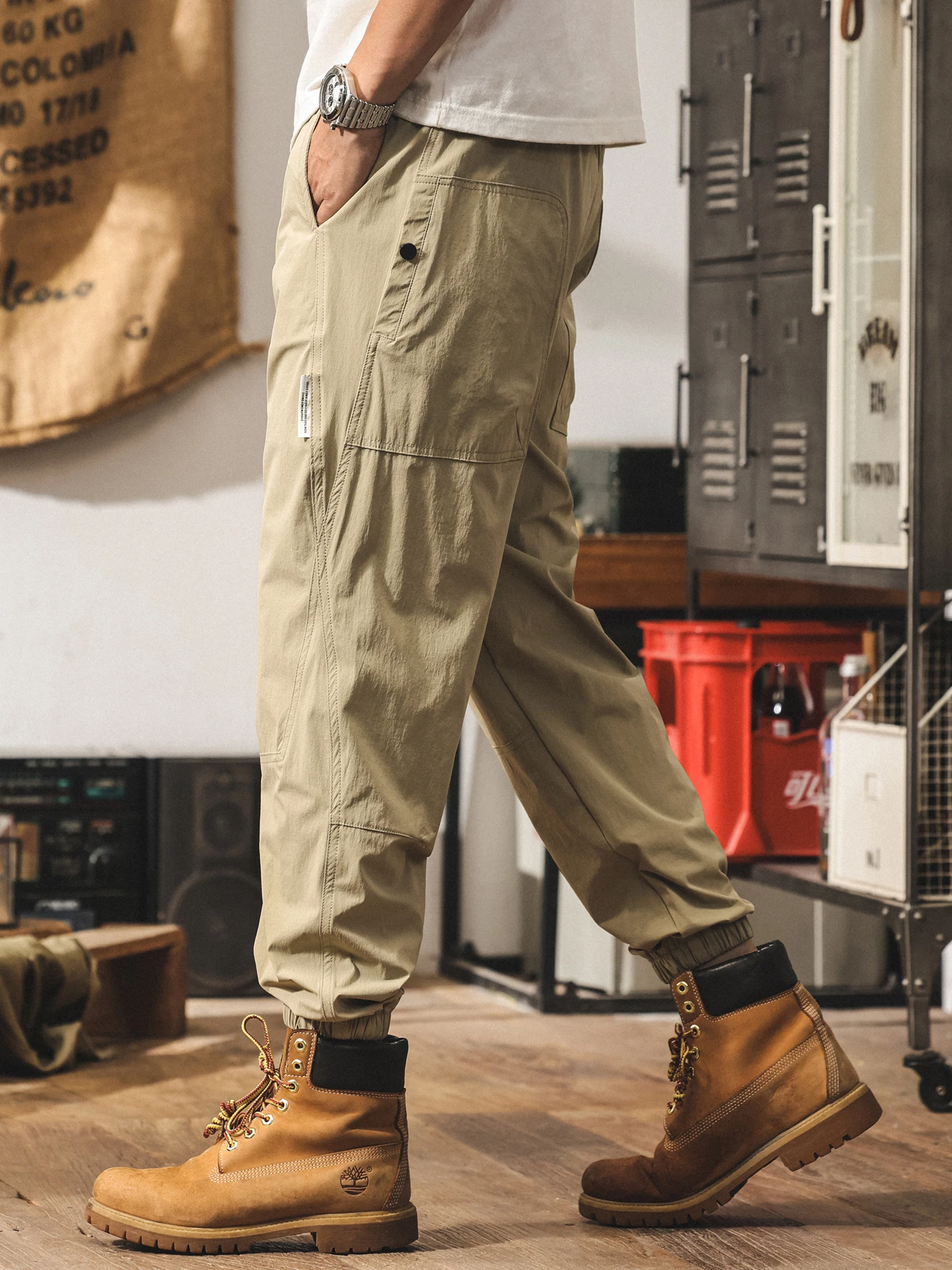 

Мужские летние тонкие брюки из ледяного шелка, свободные брюки с манжетами, водонепроницаемые повседневные брюки для улицы, несущие, свободный крой