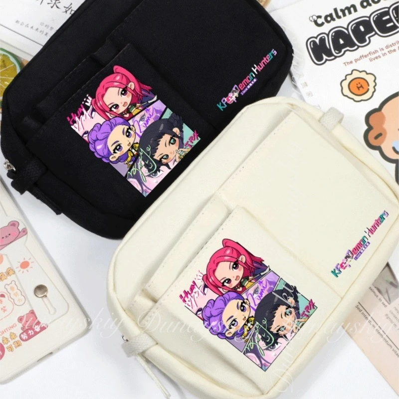 

KPop Demon Hunters Anime Movie Zoey Rumi Mira With Canvas Pencil Case Stationery Bag, Storage Bag Cosplay Costume Anime A Single
