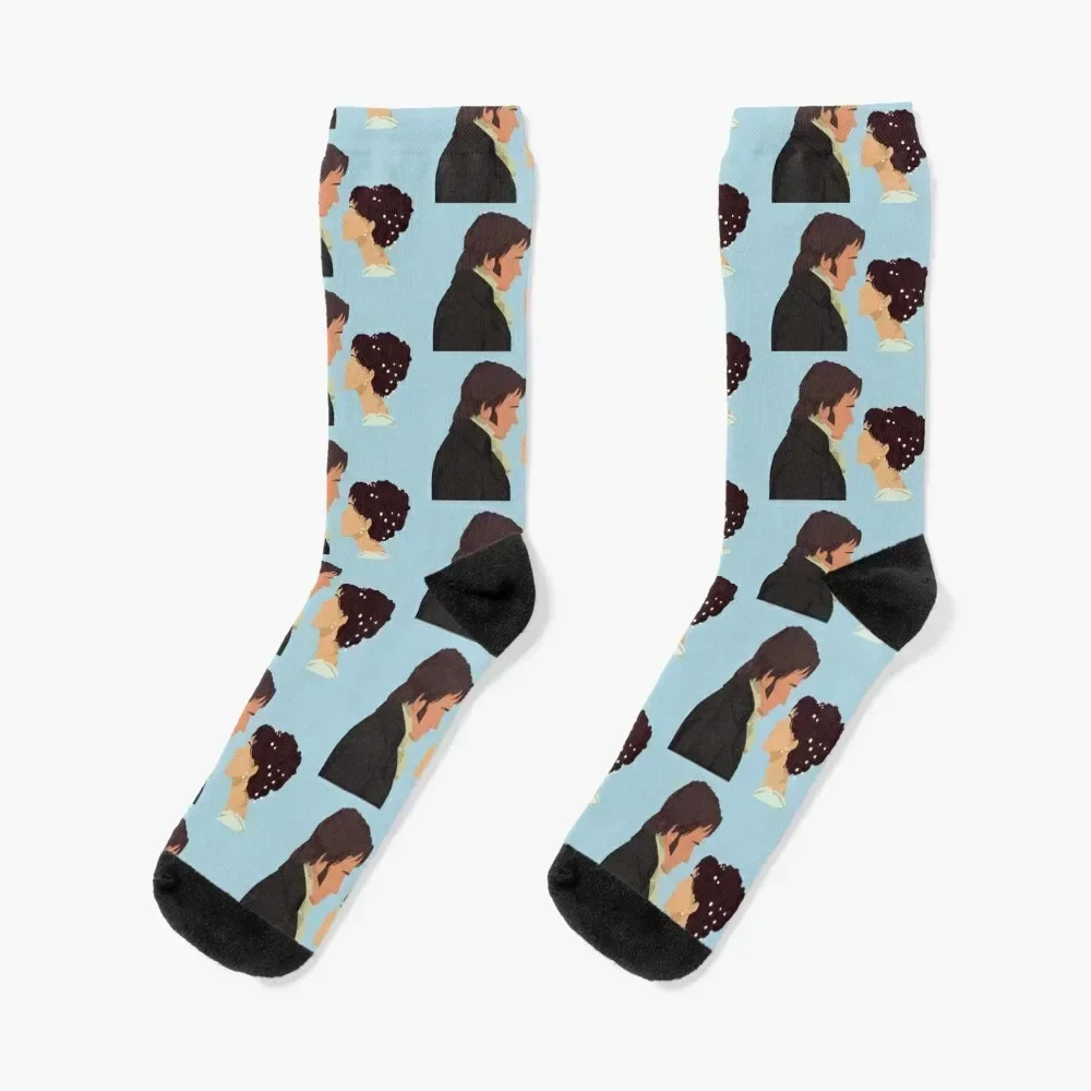 Pride Prejudice Silhouette Socks happy floral christmas gifts Ladies Socks Men's