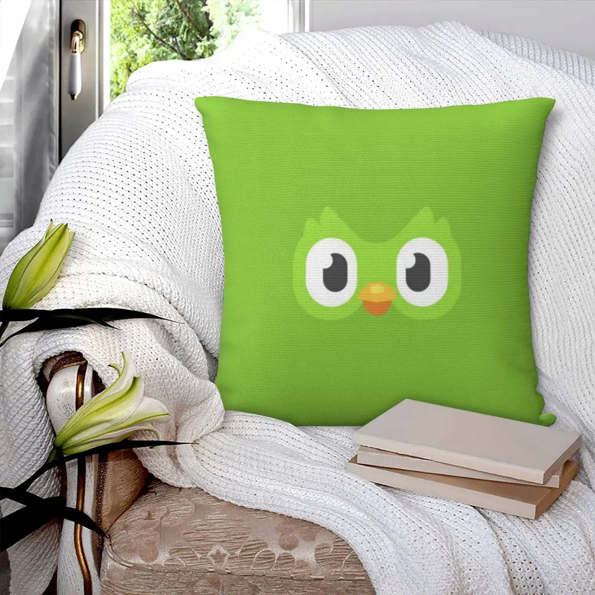 Duolingo Owl Duo Square Pillowcase Polyester Pillow Cover Velvet Cushion Zip Decorative Comfort Throw Pillow For Home Car