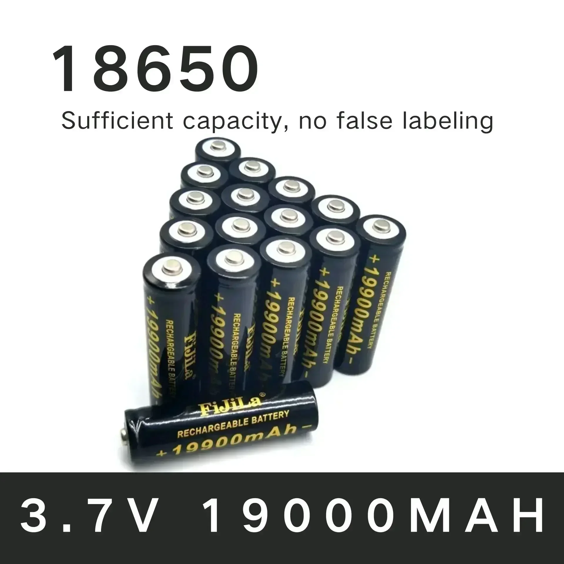 100% New 18650 Rechargeable Battery 3.7V 19900 Mah, Suitable for Flashlights, Etc