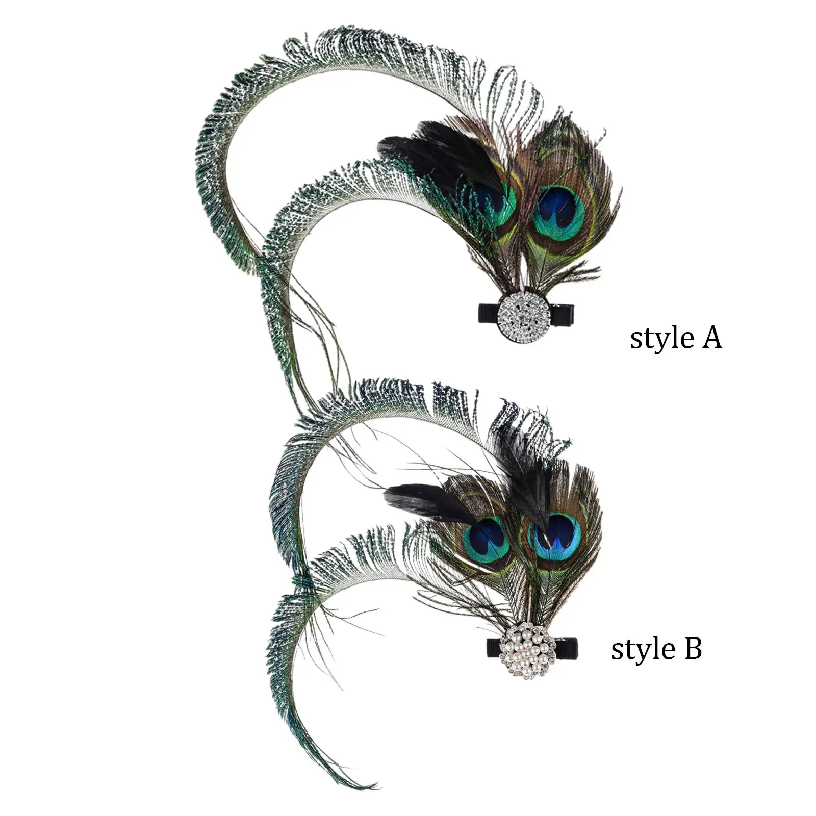 

Peacock Feathers Hair Clips for Women Elegant Hair Accessories Girl Headband for Prom Festival Halloween Cosplay Banquet