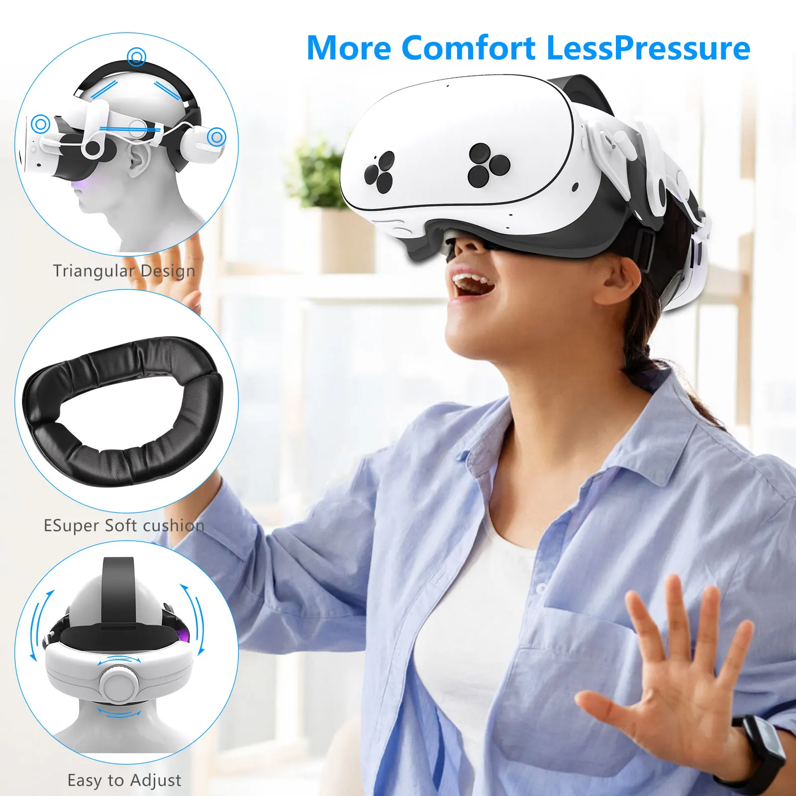 لسماعة Quest3S VR بقدرة 12000 مللي أمبير في الساعة، حزام رأس شحن قابل للتعديل، ملحق مريح لتجربة ألعاب Meta Quest3