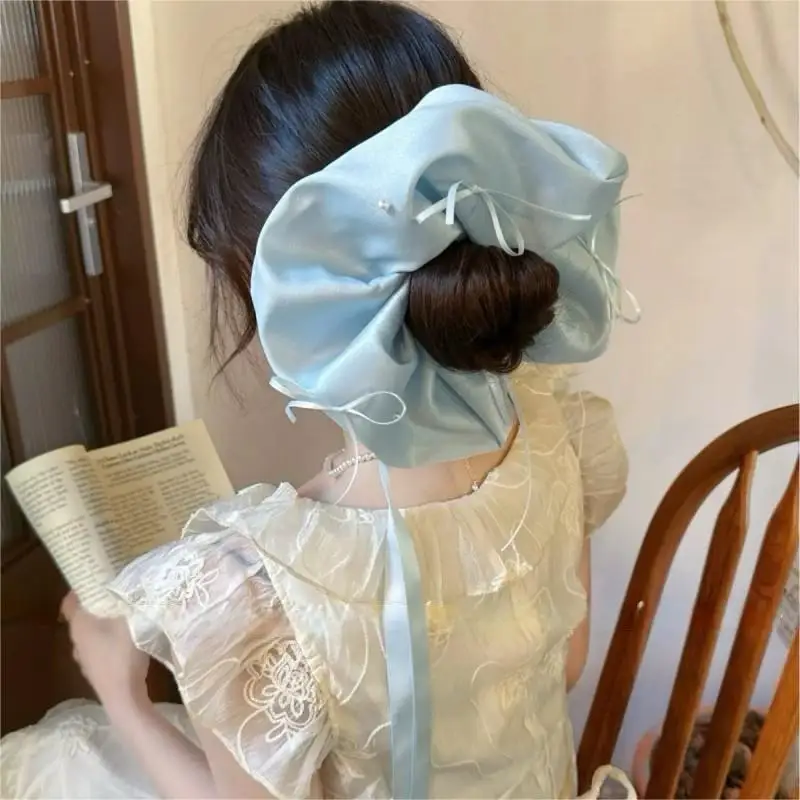 

Высококачественная атласная лента с бантом и жемчугом, аксессуары для волос для женщин