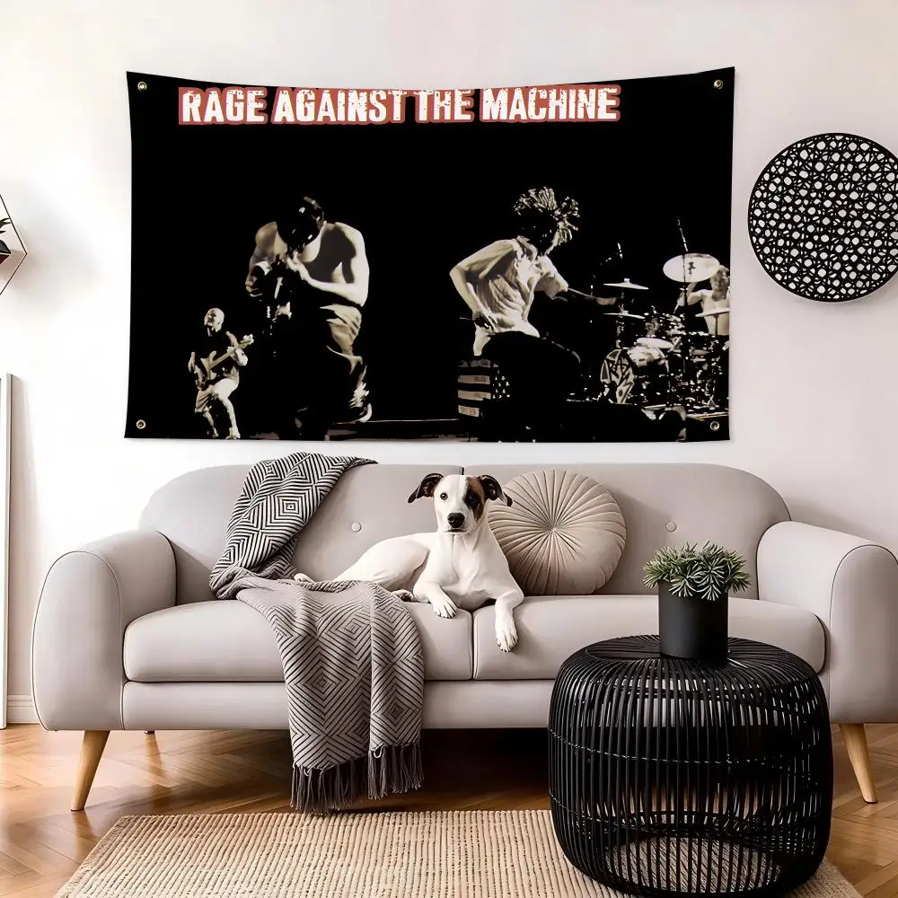 RATM Band Rage Against the Machine Flags Personalized Image Wall Hanging Decor for Garage, Bedroom, Living Room, Dorm
