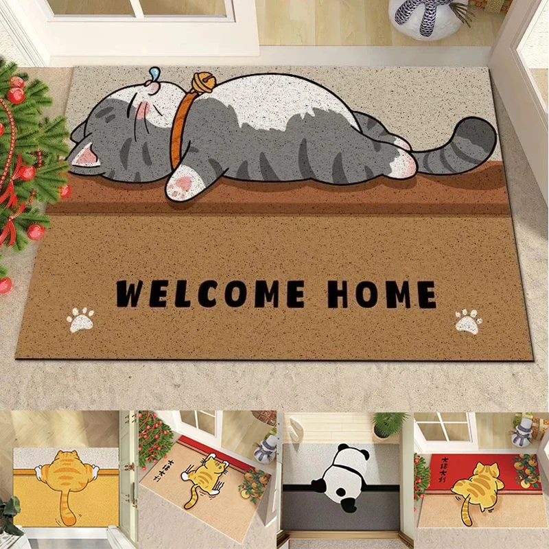 Tapis de porte d'entrée en Carton pour animaux, chat, chien, porte de bienvenue, 100% Polyester, élimine la poussière et l'eau, pour l'intérieur et l'extérieur