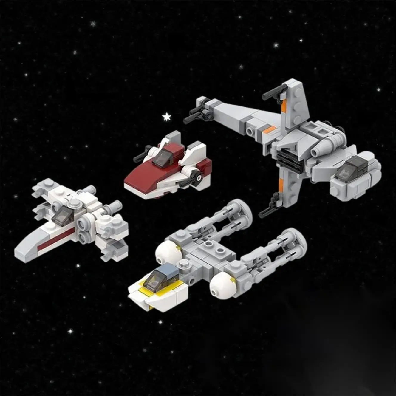 

Classic Space Movie Building Blocks MOC Micro Rebel Military Starfighters Model Space Assembly Toy For Kid Creative DIY Gift