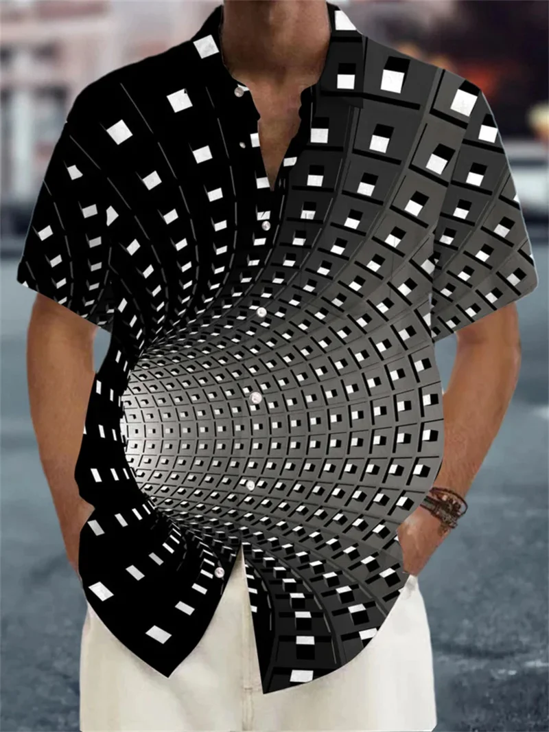 Hip hop cool men wearing fashionable street style 3D anime printed style shirt summer casual short sleeved 2025