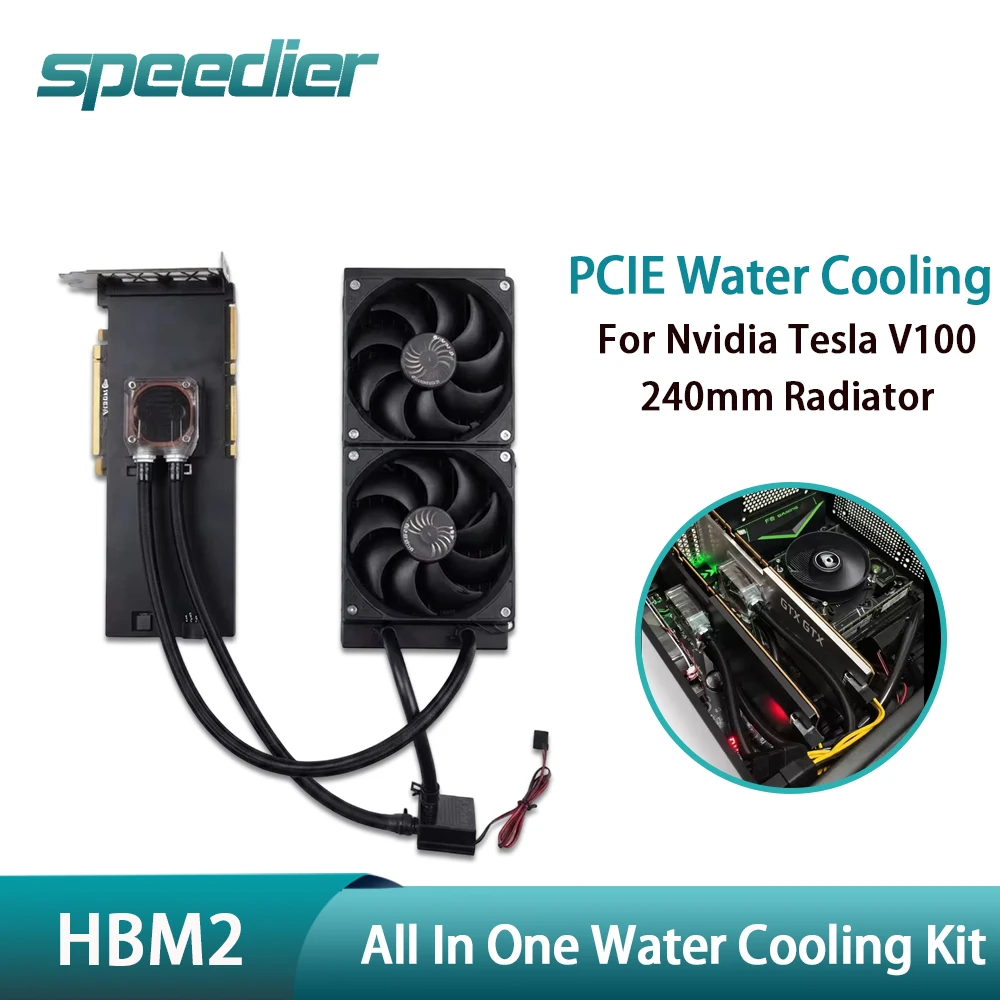 For NVIDIA Tesla V100 PCIE GPU 16G/32G HBM2 All in One Water Cooling Set 240mm Radiator AI Deep Learning Computing Graphics Card