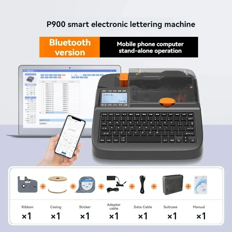 220v Electric P900 Bluetooth Number Tube Printer PVC Sleeve Sticker Automatic Handheld Number Machine